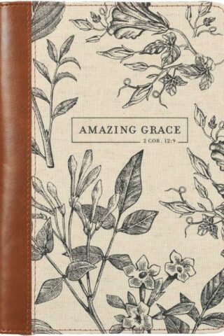 9781639522767 Amazing Grace Journal 2 Corinthians 12:9 Cream Floral Print With Zipper
