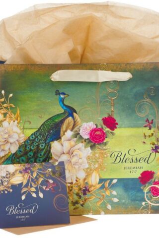 1220000321328 Blessed Blue Peacock Large Landscape With Card Set