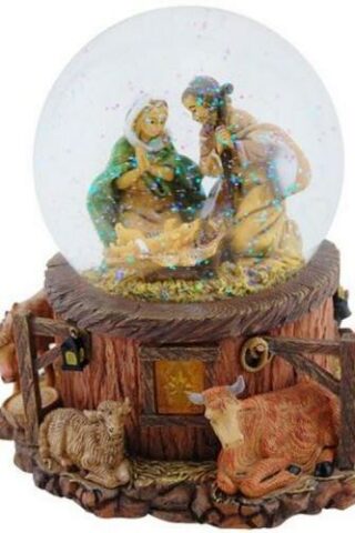 089945208948 Lighted Holy Family Glitterdome Plays Silent Night (Figurine)