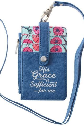 1220000136915 His Grace Is Sufficient Faux Leather ID Card Holder