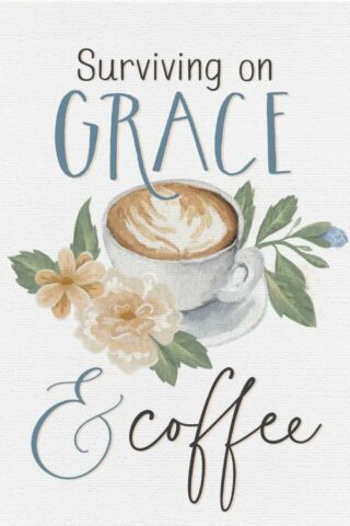 656200683507 Surviving On Grace And Coffee Canvas