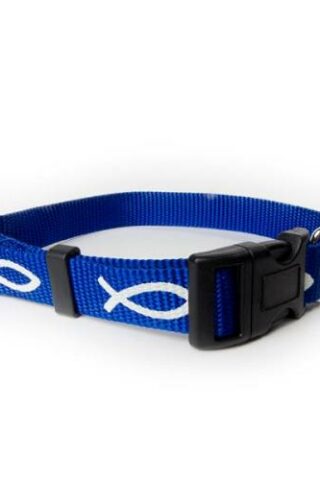 720011900389 Blue Non Padded Ichthus Collar Large