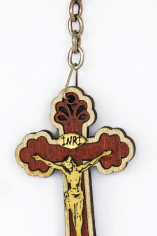 810013850161 Wooden Crucifix Key Chain