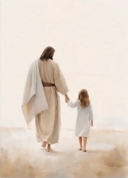 656200837511 Jesus Walking With Child Canvas