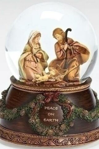 089945545661 Musical Holy Family Glitterdome With Verse