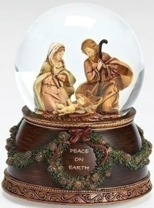 089945545661 Musical Holy Family Glitterdome With Verse