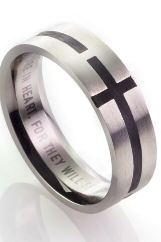 6006937145795 Pure In Heart Cross Stainless Steel (Size 12 Ring)