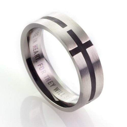 6006937145795 Pure In Heart Cross Stainless Steel (Size 12 Ring)