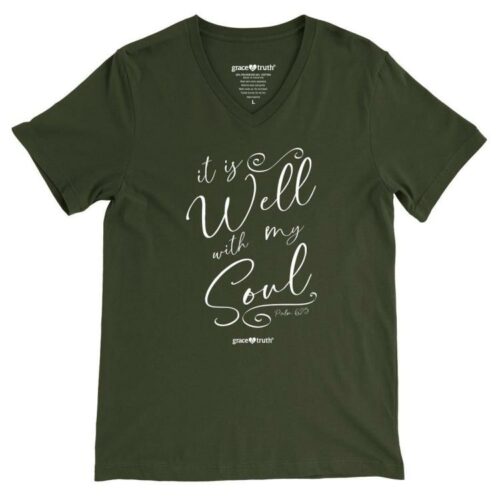 612978527580 Grace And Truth V Neck It Is Well Script (XL T-Shirt)