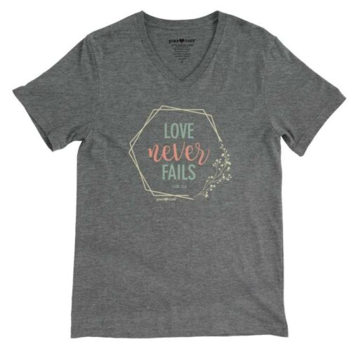 612978559963 Grace And Truth Love Never Fails V Neck (Small T-Shirt)