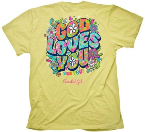 612978586129 Cherished Girl God Loves You (Medium T-Shirt)