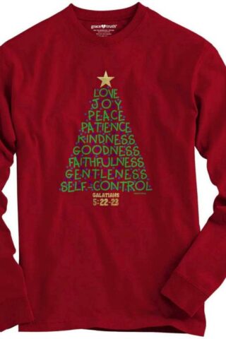 612978597187 Grace And Truth Christmas Tree Fruit Long Sleeve (Medium T-Shirt)