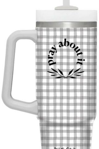 612978600313 Pray About It Stainless Steel Mug With Straw