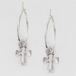 637955060010 Domed Cross Hoop (Earring)