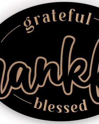 656200773055 Grateful Thankful Blessed Ornate Decor (Plaque)