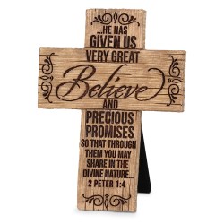 667665113720 Believe Wood Grain Cross