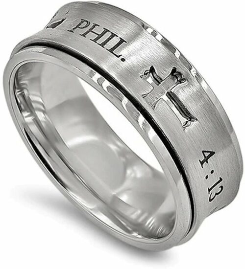 322966635103 4 Cross Spinner Proverbs 3:5 (Size 10 Ring)