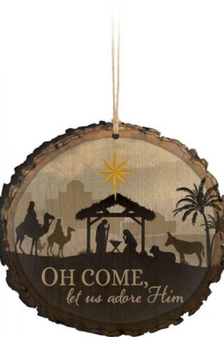 656200198889 O Come Let Us Adore Him Sliced Log (Ornament)