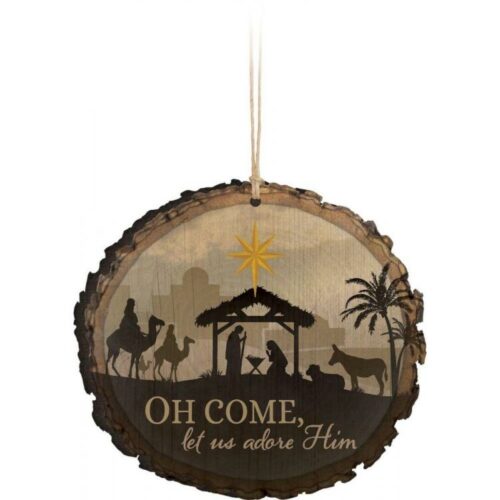 656200198889 O Come Let Us Adore Him Sliced Log (Ornament)