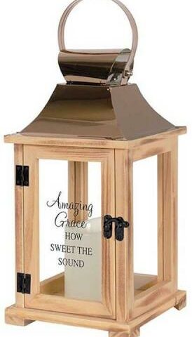 096069572923 Amazing Grace Lantern With LED Candle