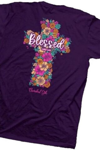 612978644188 Cherished Girl Floral Cross (Small T-Shirt)