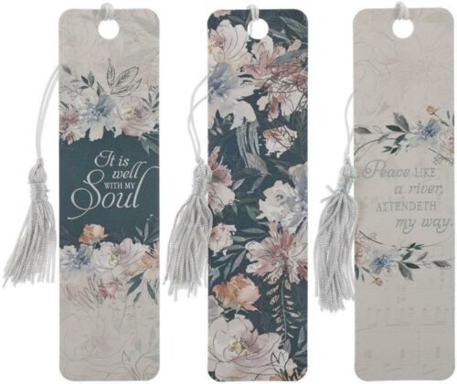 6006937152595 Inspirational 3 Piece Paper Cardstock Bookmark Set for Women: It is Well with My