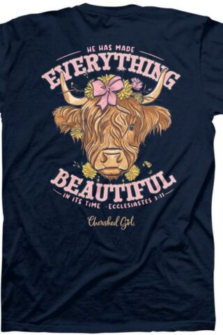 612978635865 Cherished Girl He Has Made Everything Beautiful Highland Cow (XL T-Shirt)