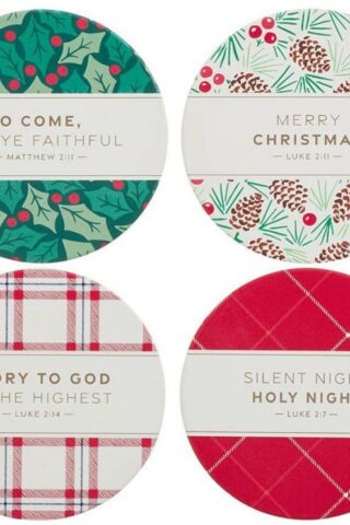 1220000329256 Four Piece Decorative Christmas Coaster Set with Inspirational Advent Bible Vers
