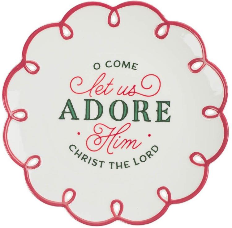 1220000329492 Round 9 Decorative Festive Holiday Ceramic Dinner Plate for Home & Kitchen: Let"