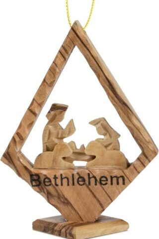 782860482706 3D Olive Wood Nativity Manger Scene Diamond (Ornament)