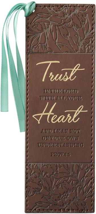 1220000138711 Faux Leather Bookmark: Trust in the Lord - Proverbs 8:5 Inspirational Bible Vers