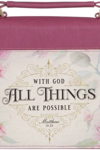 1220000139183 Fashion Bible Cover with God All Things Vintage Rose Mathew 19:26 Faux Leather