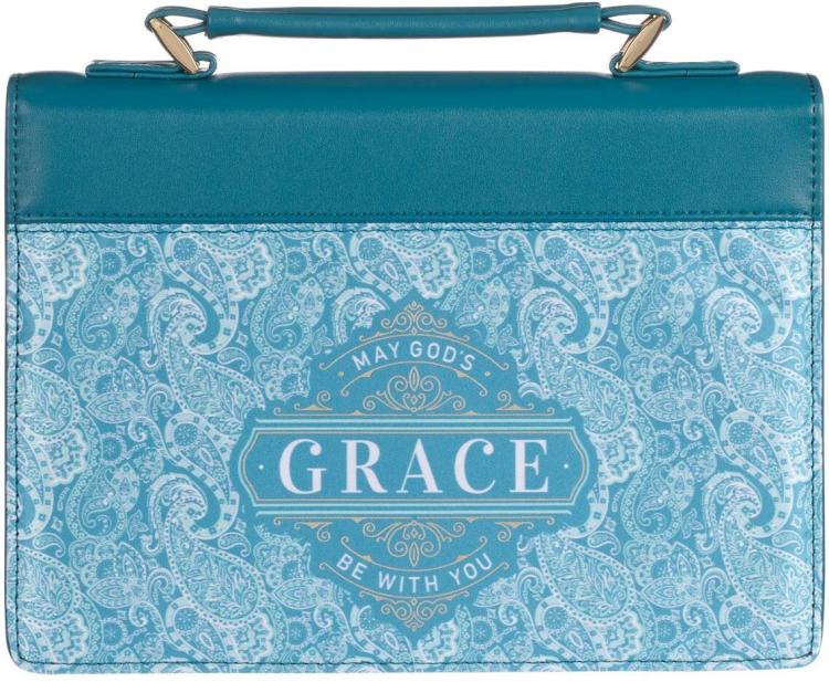 1220000139190 Teal Vegan Leather Fashion Bible Cover for Women: God's Grace Be with You - Insp