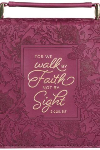 1220000320178 Protective Maroon Floral Faux Leather Bible Cover Carry Case with Handle for Wom