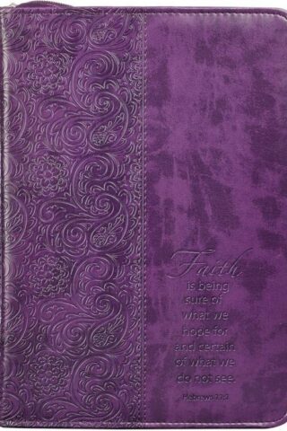 6006937096783 Purple Faux Leather Bible Cover for Women  Faith Purple Paisley- Hebrews 11:1  Z