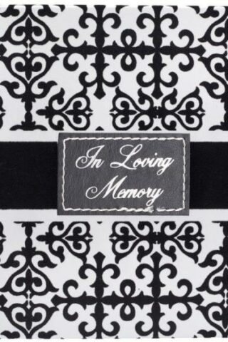 6006937098282 In Loving Memory Guest Book - Black and White Flocked Cover Design - Condolence
