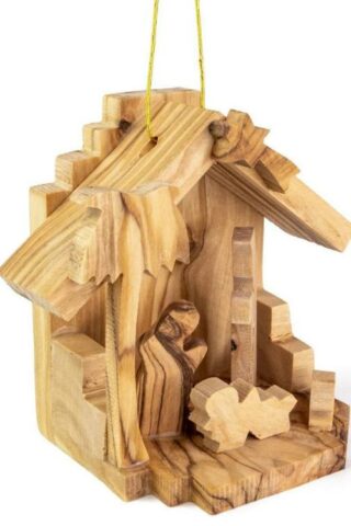 724376544714 3D Olive Wood Nativity With Long Base (Ornament)