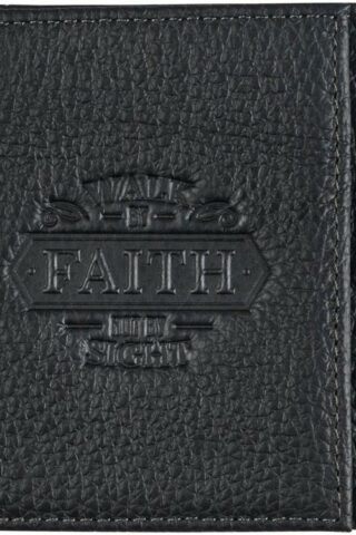 1220000321403 Genuine Full Grain Leather RFID Blocking Scripture Wallet for Men: Walk by Faith