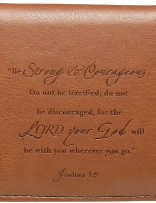 6006937102309 Checkbook Cover Brown/Black Strong & Courageous Josh. 1:9